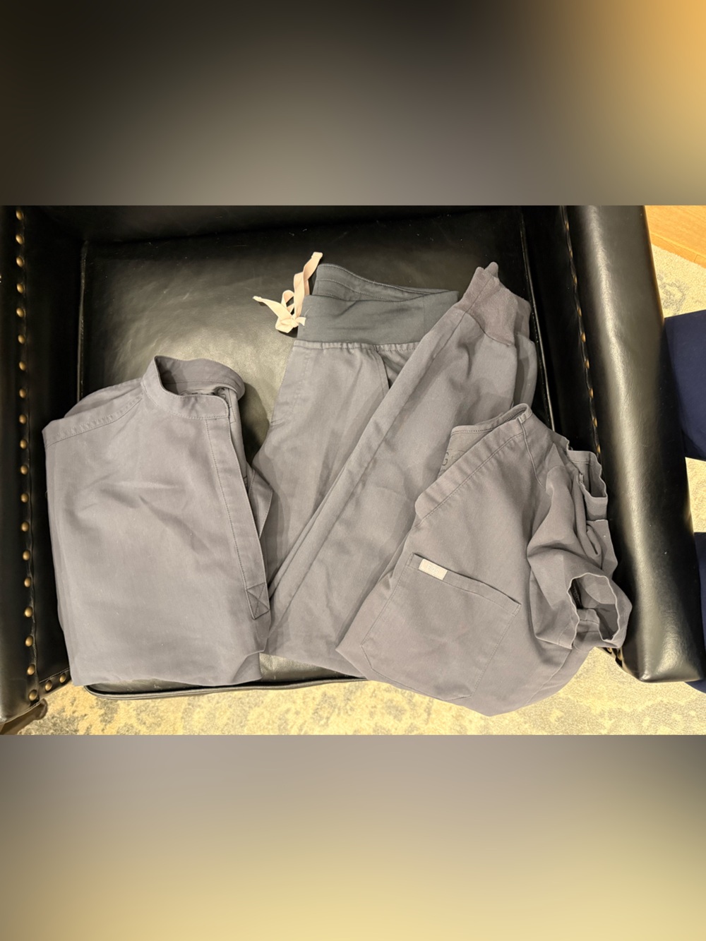 Figs Women’s Charcoal Gray Jogger Pants with 2 different tops